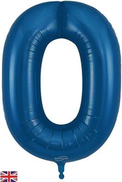 Oaktree 34inch Number 0 Metallic Navy Blue - Foil Balloons